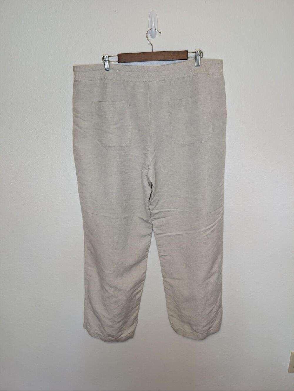 Coldwater Creek Womens Beige Linen Blend Pants Size 18 Relaxed Straight Leg - Picture 4 of 9